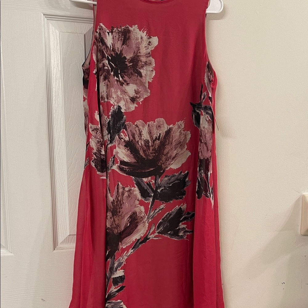Red Floral Sleeveless Dress